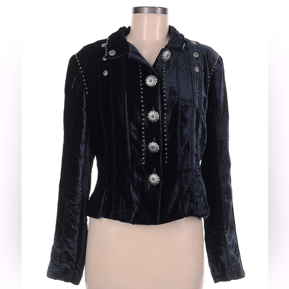 Double D Ranch studded navy velvet jacket studded Concho buttons RTL $795 NWT
M